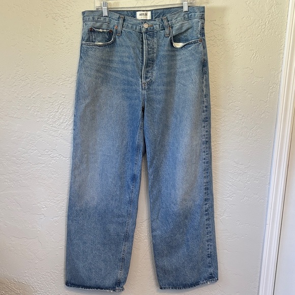 Agolde Denim - Agolde Women’s WideLeg Baggy Light Blue Wash Denim Jeans 29